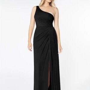 Azazie Jhene Black One Shoulder Bridesmaid / Wedding Dress